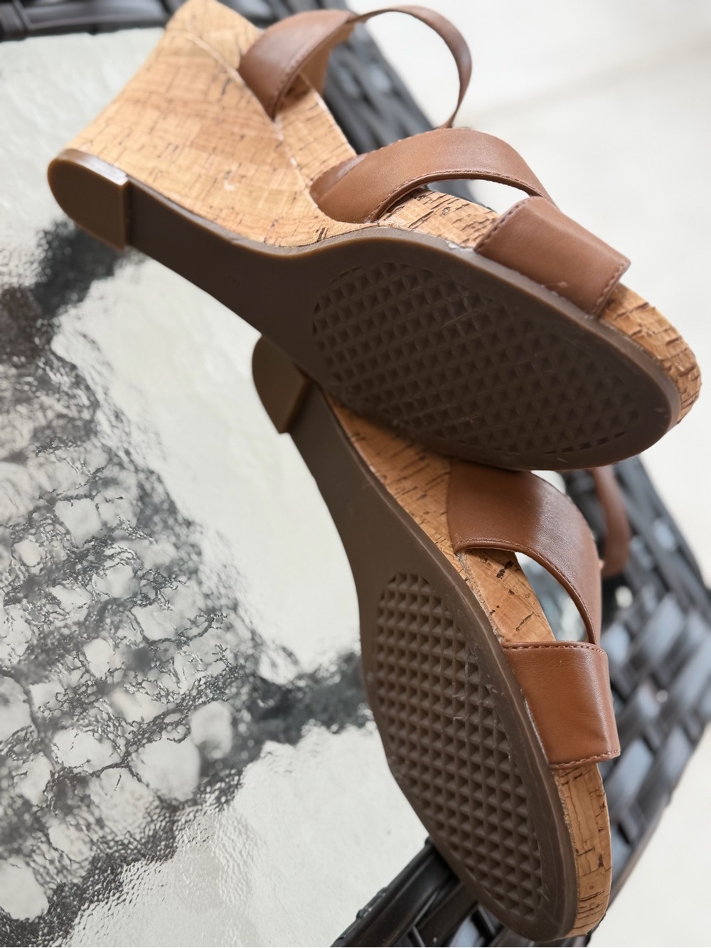 AEROSOLES Tan Cork Wedge Slingback Sandal - Picture 6 of 7